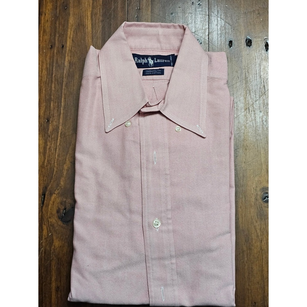 Ralph Lauren Yarmouth Mens 15.5 33 Pink Cotton Oxford Button Down Shirt Long Slv